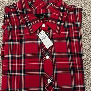 NWT Talbots Plaid Women’s M 100% Cotton Button Down